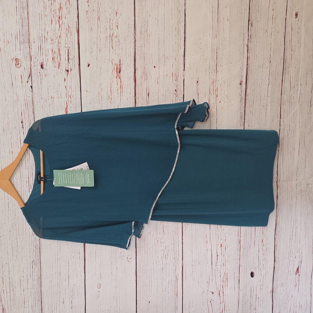 NWT MSK Teal Embellished Cape Overlay Dress Size M - Picture 3 of 14